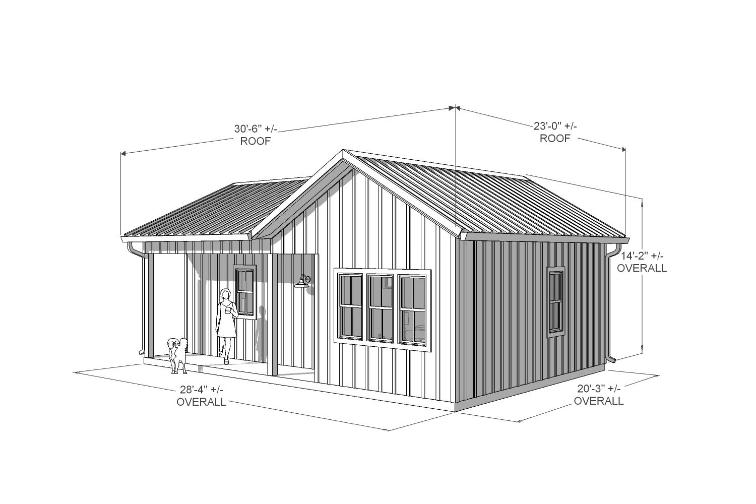 larch 490 farmhouse front technical drawing