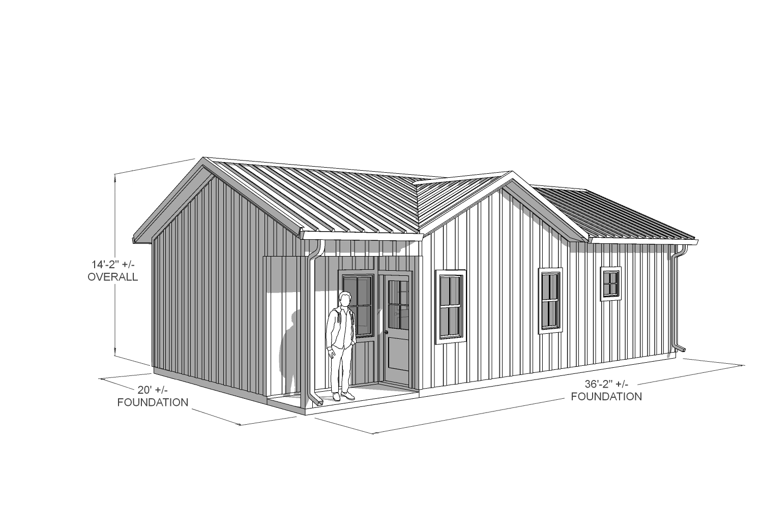 Laurel 618 Farmhouse back dimension drawing